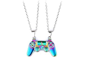 Uoeo Magnetic Couple Gamepad Pendant Necklace Metal Alloy Gamepad Necklace for Boyfriend Girlfriend Best Friends (Multicolor)