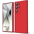 oakxco for Samsung Galaxy S24 Ultra Case Liquid Silicone, Soft Rubber Gel Elegant Thin Slim TPU Matte Smooth Case with Camera Lens Cover for Women Girl Cute, Red