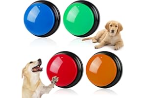 CJBIN Buzzer con Funzione di Registrazione, 4 Pezzi Buzzer Button, Pulsanti per Cani, Recordable Answer Buzzers Risposta Buzzer per Cane Giocare E Comunicare con Cane Gatto