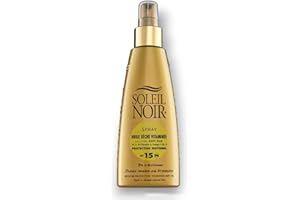 Soleil Noir - Huile Sèche Vitaminée SPF15 Protection Solaire Moyenne UVA et UVB - Peaux Mates et Bronzées - Vitamines et Huiles Nobles - Fabrication Française - Flacon Pompe, 150 ml