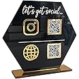 SVM CRAFT® Personalized social media QR code button (Black Acrylic) Black Instagram button scan to follow Instagram logo Gpay phonepe QR code stand for shop / Social Media Sign, Let's get social sign, Sign for small business owner, Craft Fair Business Sign, QR Code Sign