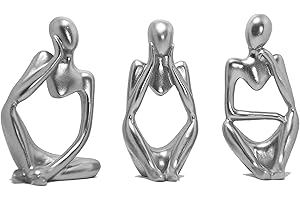 SIMDIM Pensatore Statua Figurine, Ornamenti Statua, Moderni Soprammobili Scultura Statua Ornamenti, Accessori Casa Arredamento, Resinoso Pensiero Statuette Design Casa, Decorazioni Casa Moderna (argento)