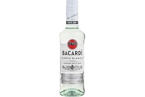 BACARDÍ Carta Blanca Superior White Rum, 37,5 % vol., 35 cl / 350 ml, rhum emblématique des Caraïbes, idéal pour la réalisation de cocktails