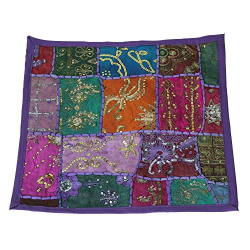 Indisches Deko-Kissen Kissenbezug Kissenhülle Sofakissen Zierkissen 40x40cm (Leyla lila) - 2