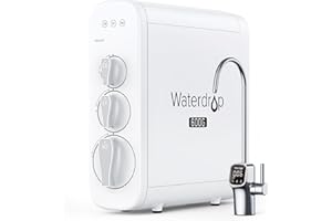 ‎WATERDROP Waterdrop G3P600 Umkehrosmoseanlage, 600 GPD, 8000 Liters, Entkalkungsanlage RO System unter der Spüle, Reduziert TDS, 2:1 Rein zum Abfluss, Intelligenter LED-Wasserhahn