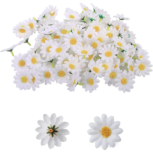 100 Margherite Finte In Resina - Decorazioni DIY Per Casa, 5 Misure (8-26mm), Bianche E Durevoli - Foto 2