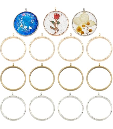 12 Pendentifs Cercles En Acier Inoxydable 304 Ouverts Pour Bijoux DIY - Cadres Creux Pour Résine Et Fleurs Pressées
