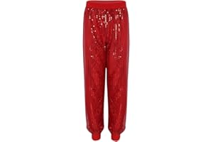 dPois Femme Pantalon Paillettes Costume de Danse Hip Hop Jazz Collants Parti Pantalon Pants Clubwear Sequins Pantalon de Sport Yoga Fitness Jogging S-3XL - Taille Petit