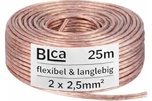 DCSK BLca 25m - 2 x 2.5mm² - Câble Audio pour Enceintes - Câble HP haut-parleur en CCA Cuivre pour HiFi et Hi-Fi Embarquée 2 5mm2