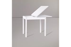 icreo Tavolo allungabile moderno salva spazio SATURNO bianco frassino cm80x60/120 **ARRIVA MONTATO**