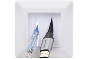 VCE Brush Faceplate White, Wall Outlet Cable Entry Plate Tidy, Single Gang Brushplate 1 Pack