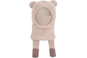 Happy Cherry Cagoule d'hiver pour Enfants 4-10 Ans Bonnet Cache-Cou Mignon Garçons Filles Chaude Chapeau Thermique Tricoté