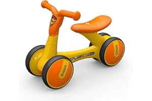 Mimoke Kinder Laufrad ab 1 Jahr Balance Lauflernrad Spielzeug mit 4 Räder für 12-36 Monate Baby, Erst Rutschrad Fahrrad für Jungen Mädchen als Geschenke (Gelb)