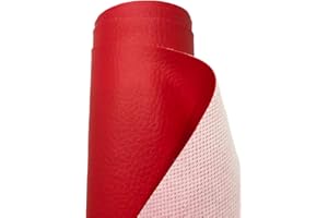 A-Express Tela de Grano de Cuero de Imitación Material Texturizado por Polipiel Vinilo Cojines Bolso - Rojo Medio Metro 50cm x 140cm