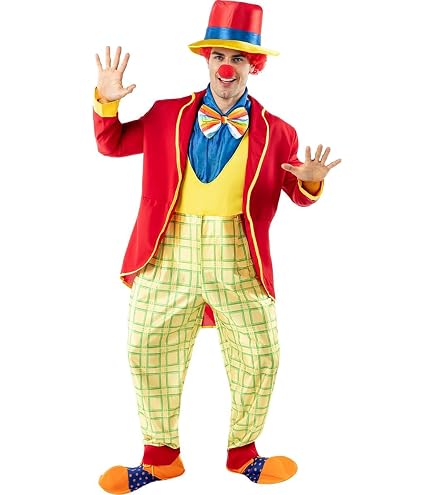 Costume Clown Casper Combinaison Bicolore – Farceur Cirque, Carnaval, Déguisement Adulte XL