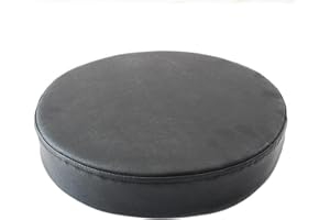 Waigg Kii Wasserdichtes PU-Leder-Stuhlkissen, für den Außenbereich, Garten, weiche Sitzkissen, rund, gepolstert, 5/8 cm, Stuhl-Sitzkissen (schwarz, 45 x 45 x 8 cm)