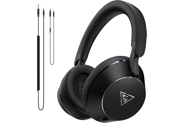 DOQAUS Casque Filaire, Contrôleur 50 mm, 2 câbles, Interface 3,5 et 6,35 mm, Casque DJ pour PC AMP Recording Phone Piano Guitare (Noir)