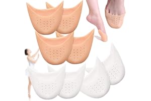 LANKAI 4 Paires Protege Orteils Danse Classique, Coussinets en Silicone Ballet Casquettes de Pointe, pour Pointes des Pieds Chaussures de Danse Ballet Pointu, Blanc, Beige