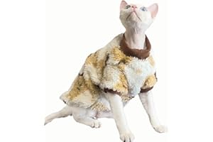 Syiyunran Ubranie dla kota bez włosów – sweter dla kota sweter dla kota, płaszcz, koszula dla kota, bawełna, ciepły sphynx, nadaje się do utrzymywania ciepła, ochrona przed zimnem, jasne i piękne