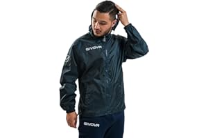 ETOILE Rain Basico per Givova Impermeabile Giacca Antipioggia Sport Tempo Libero Allenamento Fitness Palestra Cappuccio Removibile Calcio Calcetto Protezione Relax