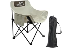U2PICK Folding Moon Chairs, Portable Comfy Camping Chair Support Up to 160kg with Carry Bag, Lightweight Foldable Outdoor Chair with Cup Holder, Cream