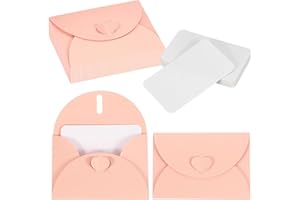 PATIKIL 25 Set Mini Envelopes with Heart Clasp, 4.1x3 Blank Note Cards with Envelopes for Gift Wedding Invitation Graduation Holiday Thanksgiving Day Christmas, Pink