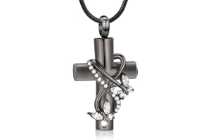 VCCWYQK Urne Halsketten für Asche für Frauen Schmetterling Kremation Schmuck für Asche, Kreuz mit Kristall Schmetterling Memorial Asche Anhänger Keepsake Schmuck Geschenke für geliebte Menschen