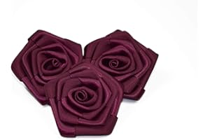 CREATIVERY 3 PZ. Satin Rose 6 cm Bordeaux Scuro//Rose 55 mm tessuto Rose Raso Satin roeschen Testine di Rose Decorazione Fai Da Te Decorazione tavolo decorazione Confetti decorativi Matrimonio Battesimo Comunione fiori vino 5 cm applicazioni 60 mm