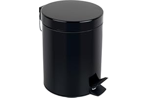Spirella - Poubelle à pédale Acier SYDNEY - Design Moderne, Ouverture Facile, Seau Intérieur Amovible - Accessoire Salle de Bain ou Cuisine - Noir - 5L