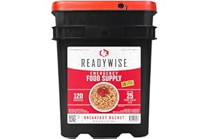 ReadyWise, 120 Portions, Petit-Déjeuner Uniquement, 4 Recettes Différentes, Granola, Muesli Et Fraise, Grab & Go Seau, Lyophilisé, Jusqu’à 25 Ans De Conservation, Nourriture D'Urgence