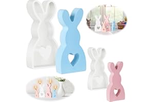 HRGOYY 3D Osterhase Silikonform kerzenhalter, Kaninchen gießformen silikon,Ostern Kaninchen Kerzen Gießformen, DIY Seifenform, 3D Kreative Silikonform für Kerzenherstellung
