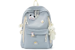 LHHMZ Cute Aesthetic Backpack for School Middle Student Lightweight Travel Backpack Teens Bear Pin Book Bags