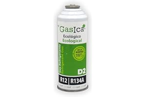 Hop Parts GASICA D2 🧊 Gas Refrigerante Orgánico y Ecológico 226g | Equivalente a 680g R12 y 590g R134A | Compatible con R12 y R134A | Sella Microfugas | Gas Refrigeración Aire Acondicionado, Recomend