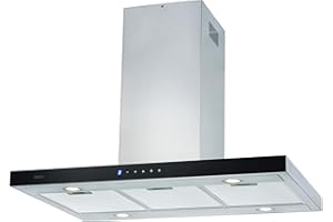 NEG Insel-Dunstabzugshaube NEG36-AT2 für Abluft und Umluft, 90cm, 860 m³/h, Edelstahl, 2 Boost-Stufen, Nachlauffunktion