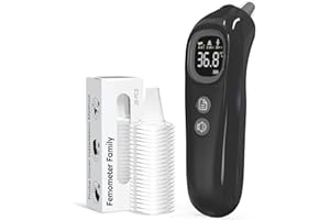 FEMOMETER FAMILY Thermomètre Auriculaire Haute Précision - Mesure en 1 Seconde - Guidage Intelligent par Tranche d'Âge - Mode Silencieux - Thermomètre Numérique pour Enfants et Adultes - 20 Embouts Jetables Inclus