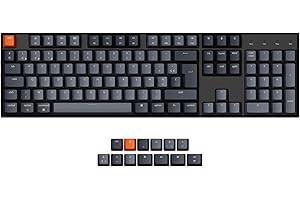 Keychron K10 Clavier de Jeu mécanique sans Fil, 104 Touches Pleine Taille rétroéclairées par LED Blanches Rechargeables USB-C Clavier Filaire Bluetooth, Gateron G Pro Switch Rouge pour Mac/Windows