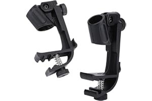 HETING-YQ 2 Piezas Clips de Micrófono de Tambor Ajustables - Abrazadera de Batería y Soporte de Plástico para Borde de Montaje en Tambor (Negro)