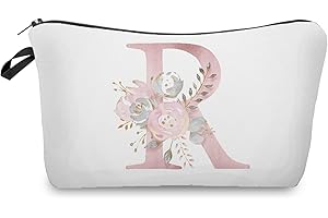 LARFRAECY Trousse De Maquillage A-Z, Trousse De Maquillage PersonnaliséE Pochette De Maquillage De Voyage pour Femme Pochette De Maquillage Portable Trousse De Maquillage De MariéE (R)