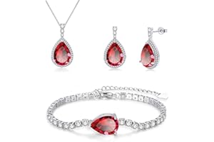 Lynizo Schmuck Set Damen, 925 Sterling Silber Ohrhänger & Halskette & 22cm Kupfer Armband Schmuckset mit AAAAA Zirkonia, Tropfen Hypoallergen Brautschmuck für Mädchen Frauen, Klassisch Modeschmuck