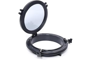 AOOUNGM Black Round Porthole, 8in Opening, Tempered Glass Boat Window