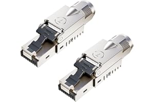FGB Lot de 2 connecteurs réseau RJ45 CAT7 10 Gbps LSA blindés sans outil pour câble de pose 600 MHz pour câble patch CAT8 CAT7 CAT6A