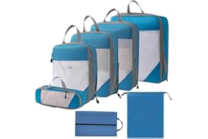 RUIOMII Organizer do walizki, Travel Essentials, zestaw organizerów do walizki (niebieski, 7-częściowy zestaw)