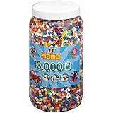 Hama Perlen 211-00 Bügelperlen XXL Dose mit ca. 13.000 bunten Midi Bastelperlen mit Durchmesser 5 mm im 10 Farben Mix, kreati
