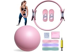 CARZIYER Pilates Set 38cm Ring + Elastic Bands + Ball + Non-Slip Socks Material PP + Latex Body Sculpture Home Suitable for Women