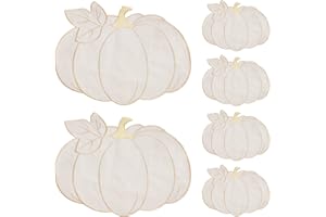 AstraGlam 6 Stück Herbst Platzsets Abwaschbar mit Kürbis Motiv – Runde Platzdeckchen für Halloween, Erntedankfest und Herbstdeko im Landhausstil für Küche, Esszimmer und Party