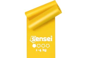 SENSEI® Bandas Elásticas Fitness & Cintas de Resistencia (200 cm) – Bandas de Gimnasia Extra Largas de 100% Látex Natural – Ideal para Fisioterapia, Pilates, Yoga y Musculación – Incluye E-Book