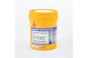 SIKA - Masilla acrílica reforzada con fibras - SikaWall-303 Fibers Plus - Blanco - Lista para su uso para reparación y puenteo de pequeñas fisuras en paramentos interiores y exteriores - 1 kg