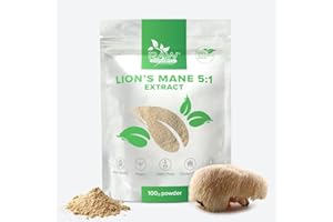 ‎RAW POWDERS Lions Mane Pulver 100g Hochdosiert – Reines Hericium Erinaceus Ergänzungsmittel – Löwenmähne Pilz für Gehirn und Konzentration - Von Raw Powders