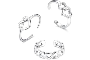 Krfy 925 Silber Zehenringe für Damen Verstellbares Band Pinky Ringe Minimalistischer Strand Fuß Schmuck 3Pcs Open Zehenringe Set