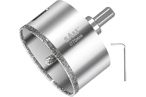 SALI Diamond Drill Bit 70 mm Diamond Hole Saw Drill with Center Guide Bit Glass Hole Saw Core Drill Bit for Glass/Tile/Ceramic/Marble/Limestone/Fiberglass/Porcelain Cutting